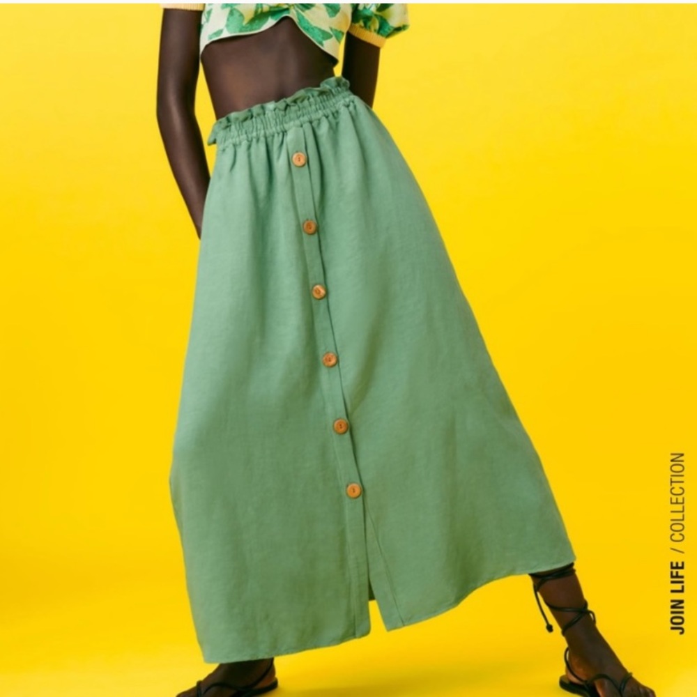 Zara Linen Blend Midi skirt